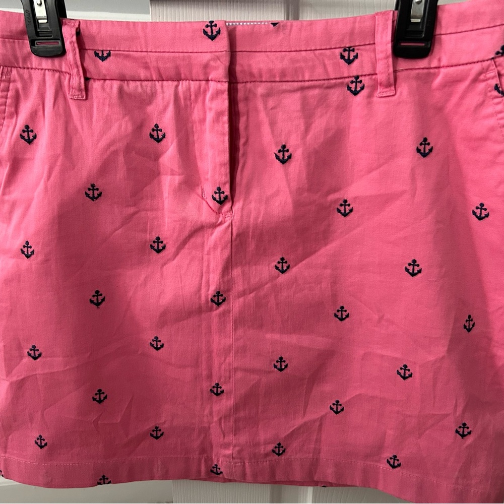 British Khaki Pink Skirt with Navy Anchors